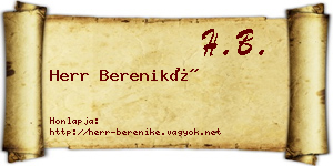 Herr Bereniké névjegykártya